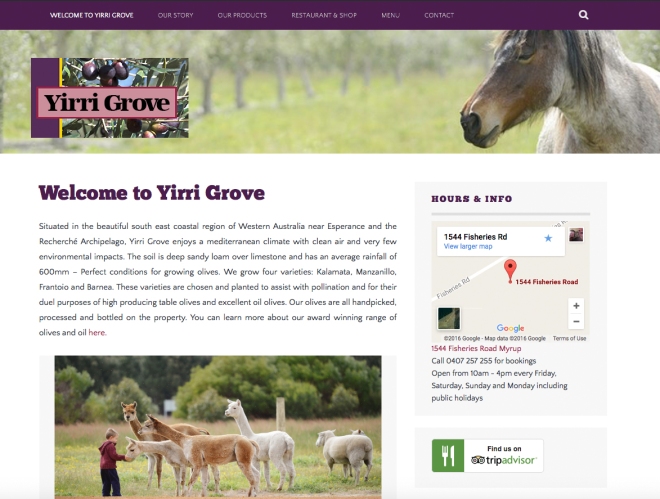 Yirri Grove website homepage